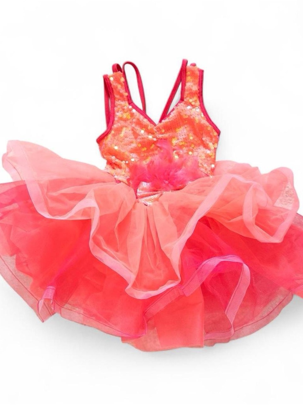 Weissman Hot Pink Sequin Dance Costume Tutu Dress Child Size IC